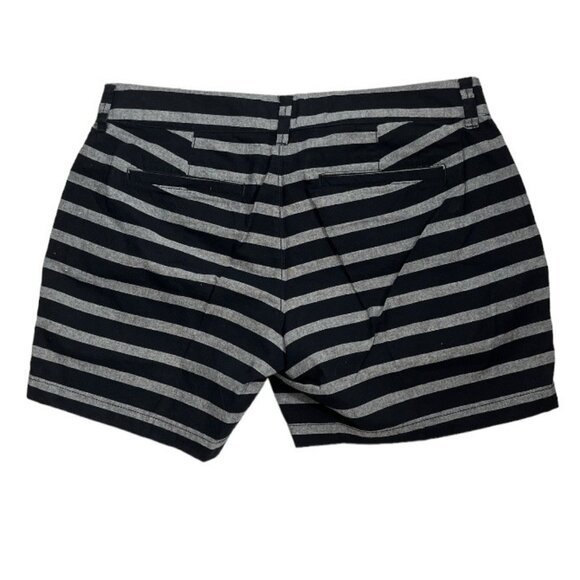 Old Navy Striped Cotton Shorts Black Gray Flat Front Zip Up Belt Loops Size 4 - Picture 5 of 15